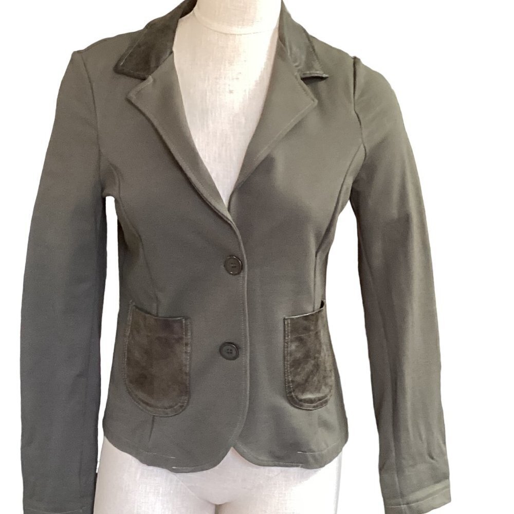 NWT Venti 6 Italy‎ Sz M Patch Pocket Elbow Patch Blazer Jacket Army Green 124i
